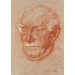 ALFRED K. WIFFEN (Twentieth Century) RED PASTEL ON COLOURED PAPER, HEIGHTENED IN WHITE Head portrait