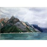 MARJORIE JAQUES THREE WATERCOLOUR DRAWINGS 'Lake Minnewanka' Signed 9 1/2" x 13 1/2" (24.1 x 34.3cm)