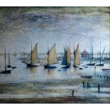 L. S. LOWRY COLOUR PRINT 'Yachts' 19 3/4" x 20 1/2" (50 x 51cm)