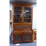 ART NOUVEAU STYLE OAK SECRETAIRE-BOOKCASE, THE SUPERSTRUCTURE WITH MOULDED CORNICE AND SHELVES