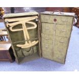 A METAL BOUND WARDROBE TRUNK