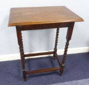 AN OAK OBLONG OCCASIONAL TABLE, ON SPIRAL LEGS