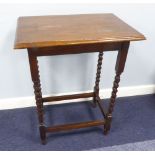AN OAK OBLONG OCCASIONAL TABLE, ON SPIRAL LEGS