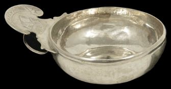 An interesting French silver quaich, possibly late 18th century of simple form with slightly