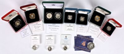 A collection of UK Silver Proof Coins including œ5 (2000), œ2 (1997; 2001), œ1 (1990, 1996, 2001,