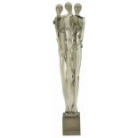 A Murano glass sculpture of 'The Three Graces', circa 1970's elongated female figures embracing