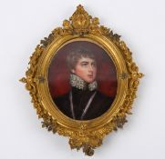 An late 18th century oval enamel on copper portrait of a young gentleman, possibly Lord Melbourne,