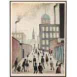 Laurence Stephen Lowry RA (British 1887-1976) Mrs Swindells picture; figures in a street', limited