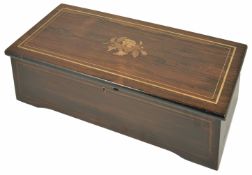 A cylinder musical box, Swiss, circa 1880 the 20.5cm cylinder playing six airs on a single comb with