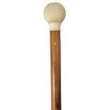 WITHDRAWN LOT: A rosewood and ivory walking cane, early 20th century