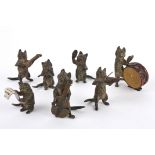 An Austrian cold painted bronze Cat Band, 20th century the seven cat figures each playing a