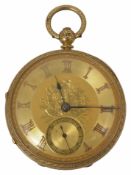 An 18ct gold cased 19th Century fusee pocket watch circa 1845, both inner and outer cases marked for