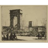 Anthony Raine Barker (British 1880 - 1963) a framed etching of a dock scene, number 3 of 100, signed