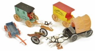 A collection of Timpo Toys Western carriages, horses and figures, 1970's (A/F) Condition: