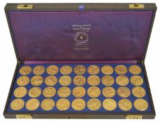 A cased set of Medallic Tribute to Surgical History Silver Gilt Coins each with a medical scene