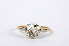 A large single stone diamond set ring The circular diamond approx. 2.00ct in 18ct gold and