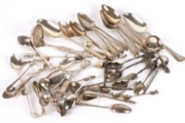 A set of six silver teaspoons, Sheffield 1930 together with miscellaneous silver teaspoons, silver