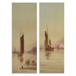 Fred Stafford (20th century) Two gilt framed watercolours of sailing boats, entitled 'Off New Haven'
