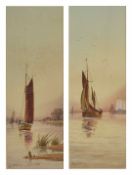 Fred Stafford (20th century) Two gilt framed watercolours of sailing boats, entitled 'Off New Haven'