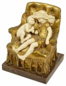 Aristide-Onesime Croisy, French (1840-1899) 'Le Nid' the gilt bronze and ivory sculpture of the girl