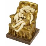 Aristide-Onesime Croisy, French (1840-1899) 'Le Nid' the gilt bronze and ivory sculpture of the girl