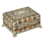 An Indian Vizagapatum style box, 20th century with bone banding and filigree work upon