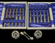 A set of silver dessert knives and forks, Sheffield 1974/5 comprising six knives and forks,