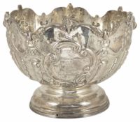 An Edwardian silver monteith, Chester 1902, of large proportions with scalloped edge above part