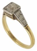 A delicate Art Deco single stone diamond set ring the diamond approx. 0.20 ct. mounted within