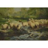 British School 'Dipping the Sheep' 20th century depicting figures washing the sheep in dip, within a