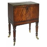 A mahogany rectangular cellerat, 19th century the hinged lid opening to reveal the interior with two