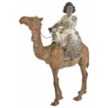 Franz Xaver Bergman (Austrian 1861 - 1936) a cold painted bronze of an Arab boy on a camel, the