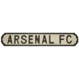 A reproduction painted wooden Arsenal FC sign length 78 x 13.5 x 2 cmCondition: Wear to paintwork