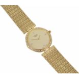 An 18ct gold and diamond "Sarcar" gentleman's wristwatch of slim proportions the circular dial