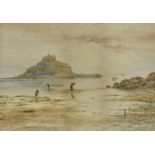 F Walters, watercolour, St Michael's Mount signed and titles lower left, framed 38 x 54 cm.