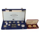 UK Millennium Silver Collection 2000 coins, cased with four Maundy Coins, certificate, together with