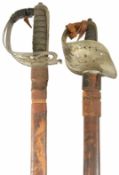 An Officers Cavalry Sword straight single edged blade with acid etched decoration, pierced knuckle