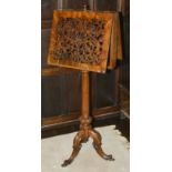A Victorian walnut and mahogany music duet stand the upper section comprising of two rectangular