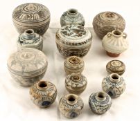 A small collection of Chinese Swatow pottery, late Ming -late 16th/17th Century to include four