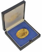 South African 18K gold Historical Mint Genootskap Van Regte Afrikaners Medallion in presentation