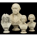 A collection of three Parian busts, 20th century comprising of RHon WE Gladstone MP, Handel,