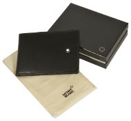 A Mont Blanc leather notebook/wallet, of typical rectangular form with Mont Blanc button monogram,