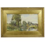 British School early 19th Century watercolour and other, the former tree lined river bank with