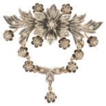 A late 18th/early 19th century rose diamond set floral stomacher brooch possibly Spanish, the
