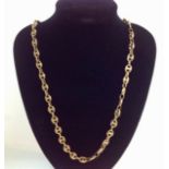 A 9ct gold anchor link long neck chain formed of even sized links, approximately 75 cm in length,