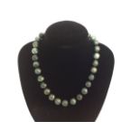 A large grey South Sea pearl choker necklace the Pearls of mainly dark grey hue and lustre very