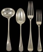 A collection of George V silver flatware, Sheffield 1923 comprising six table fork, six dessert