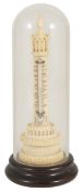 A French ivory mercury thermometer, 19th century in the form of a column with pierced gallery and