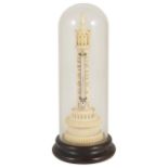 A French ivory mercury thermometer, 19th century in the form of a column with pierced gallery and