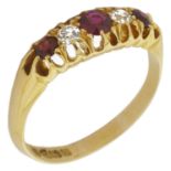 An Edwardian ruby and diamond set gypsy ring the 18ct gold mount marked for Chester 1915, set with a